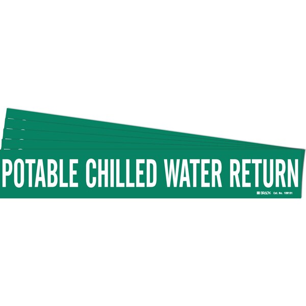 POTABLE Chilled Wtr Ret Pipe Marker Style 1HV WT on GN 1 per Card, 5 PK